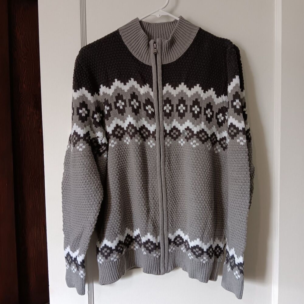 Cozy Gorpcore Fair Isle Full-Zip Sweater Cardigan Fisherman Nordic Cabincore New